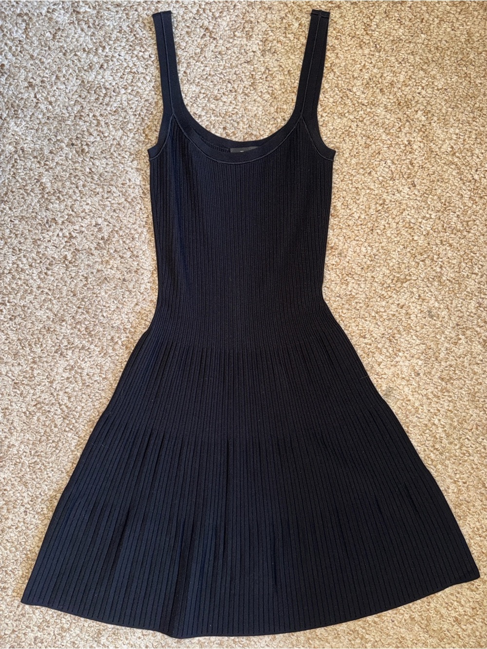 Theory Black Ribbed Tank Midi Dress